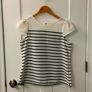 LOFT Striped Cap Sleeve Blouse Size Small Petite